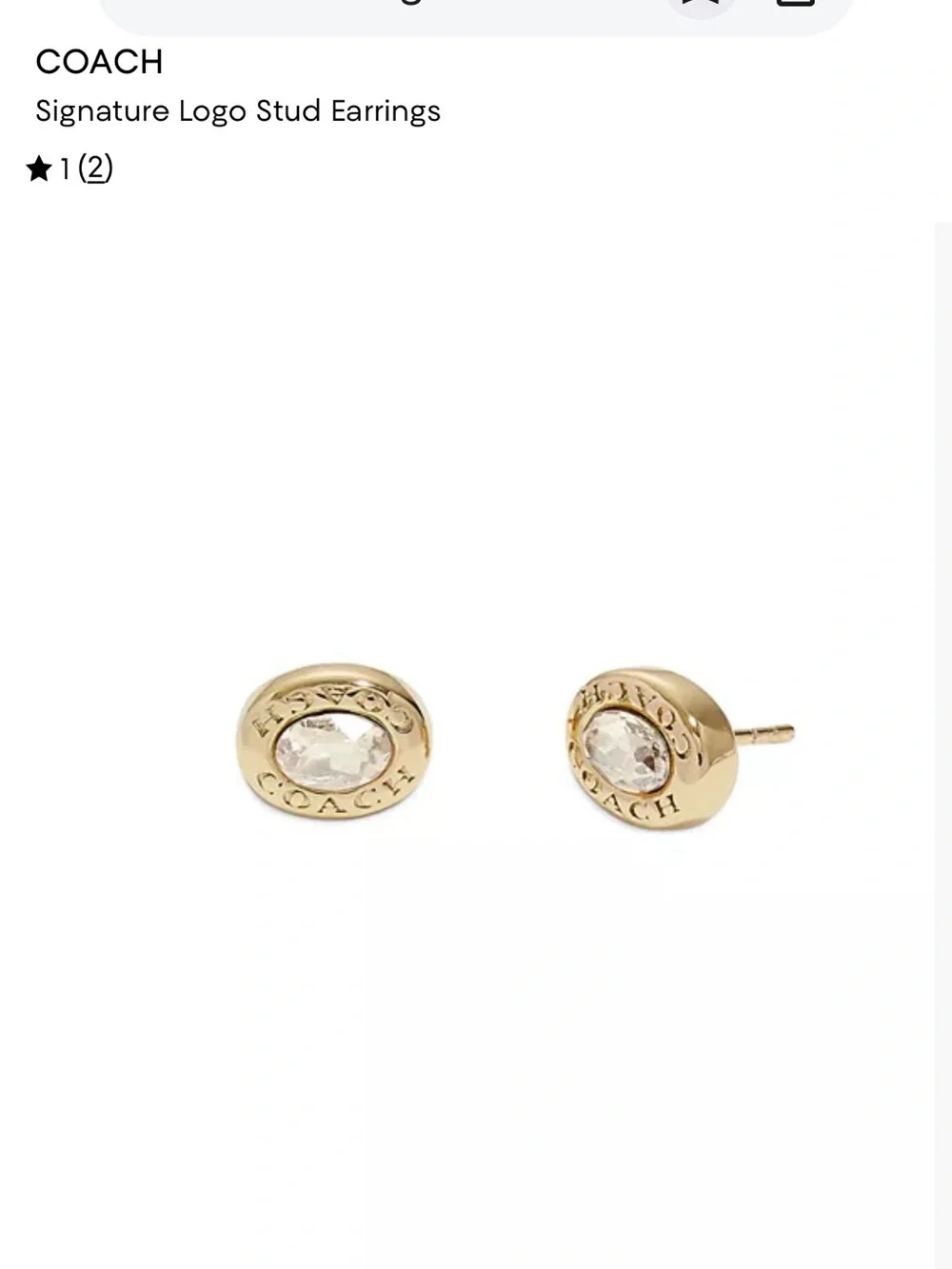 Coach Gold-Tone Crystal Logo Stud Earrings